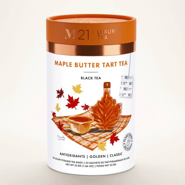 Chá Preto de Luxo com Tarte de Manteiga de Bordo | Canadiano | 24 unid. por atacado de Tega Organic Tea