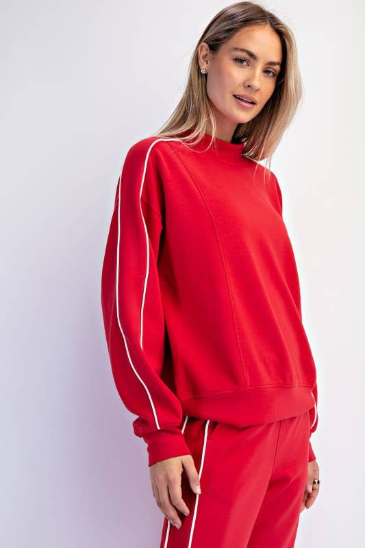 Sunday Morning - Vendita all'ingrosso Felpa - Donna - T540037-Top a Collo Alto in Modal Scuba con Due Righe a Contrasto12