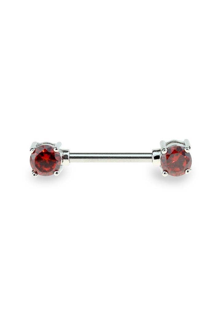 CRAVE - Wholesale Nipple Ring - DOUBLE ROUND CZ PRONG SET 316L SURGICAL STEEL NIPPLE BAR9
