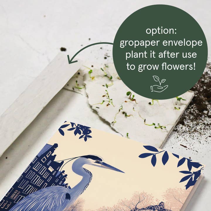Botanopia - gifts , decor and cards for plant lovers - Wholesale Everyday Greeting Card - Heron of the canal | Everyday Greeting Card | Dutch7