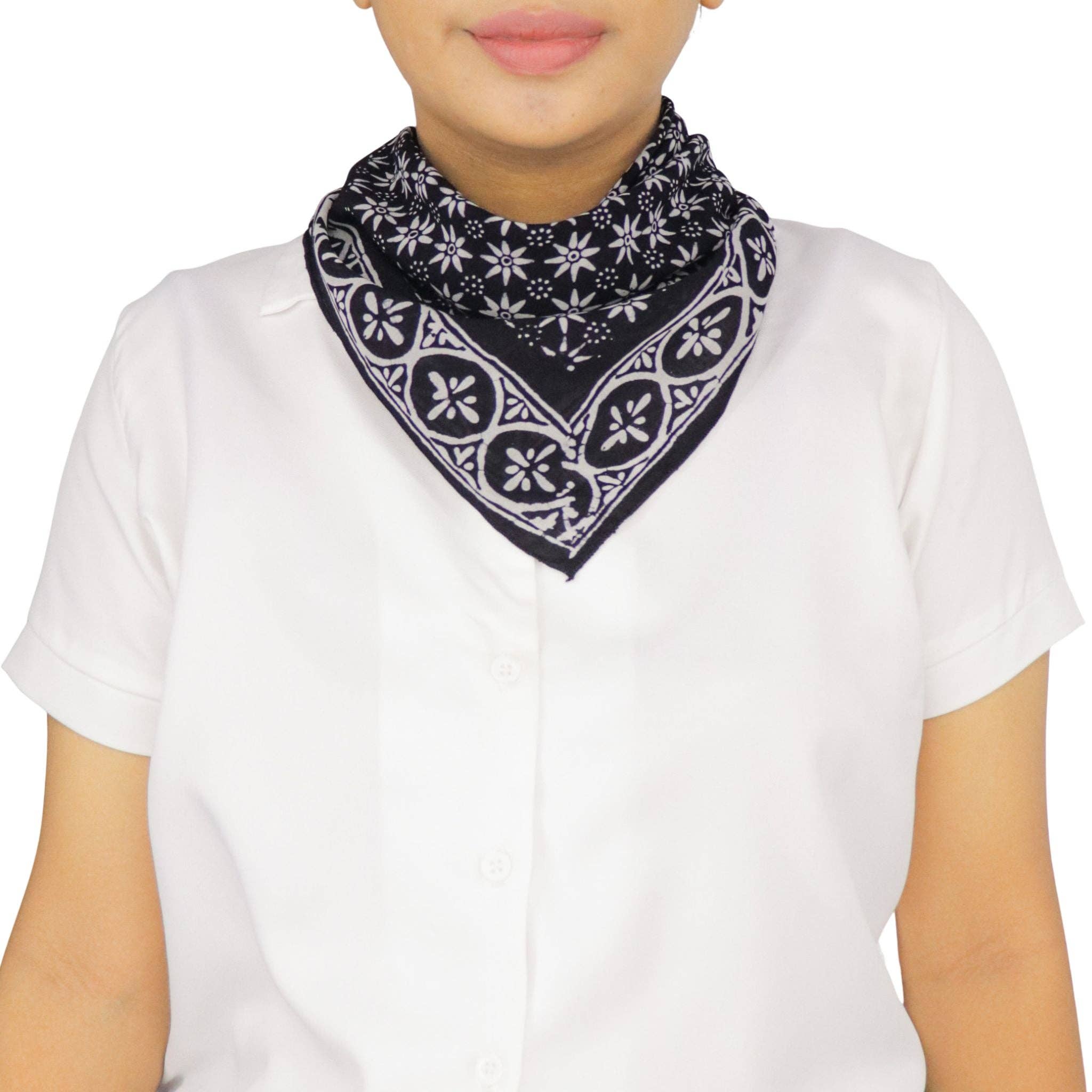 Kasih Co-op - Wholesale Bandana - Unisex - Hand Dyed Batik Bandana, 100% Soft Cotton, Black Mirage2