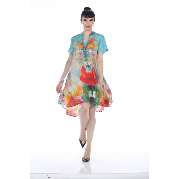 Turquoise Bloom Art Print Dress for wholesale by Aris A