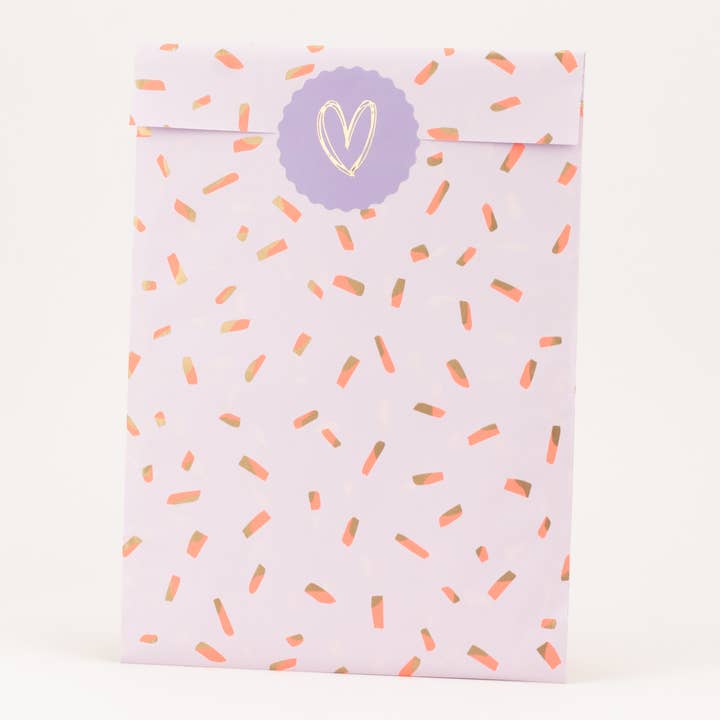 Papieren zakjes Sprinkles, Licht lila / Koraal voor wholesale door liebevoll verpackt