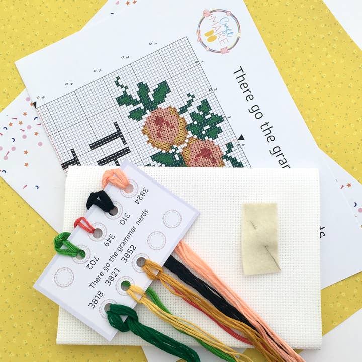 Craft Make Do - Wholesale Embroidery/Cross Stitch Supplies - There Go The Grammar Nerds Cross Stitch Kit