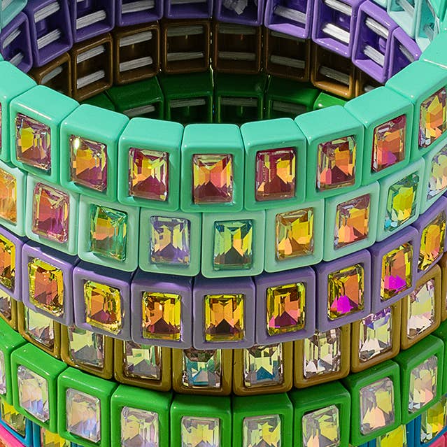 Taylor Elliott Designs - Wholesale Bangle Bracelet - Enamel Stretch Bracelet - Small Rectangle Stones - Penelope9