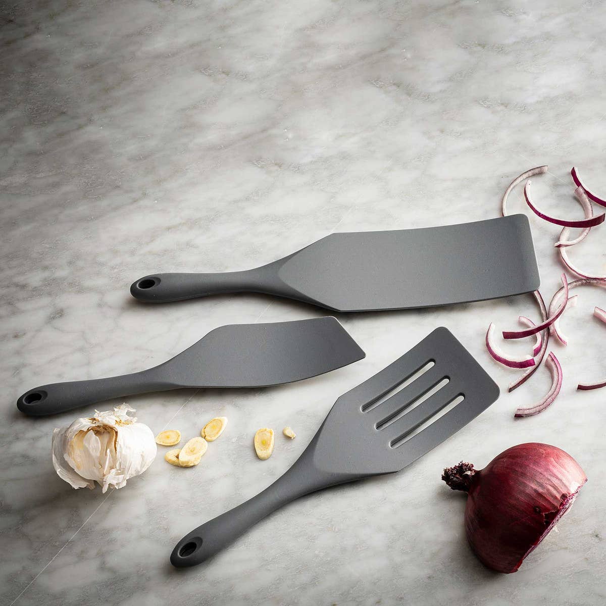 TableCraft Products Company - Wholesale Spatula/Turner - Angled Silicone Spatula Spurtle Gray3