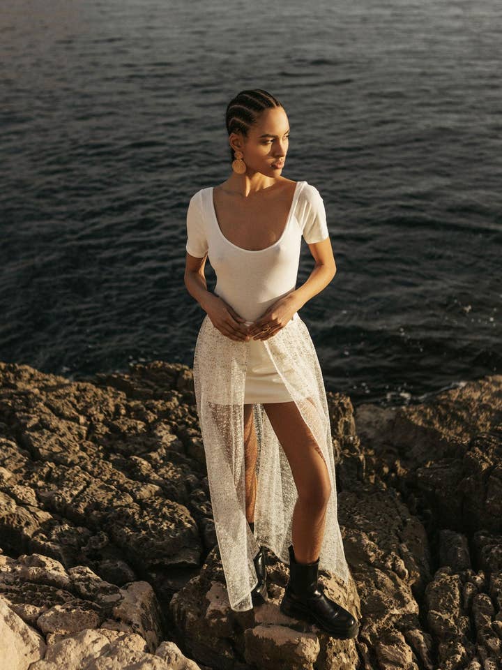 Witte 2-in-1 Capri-rok voor wholesale door LA JAZZ