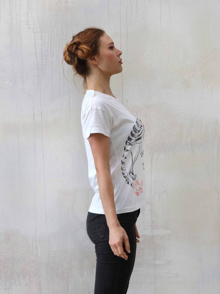Shovava - Wholesale Screen printed t-shirt – Women′s - White Tasmanian Tiger Thylacine2