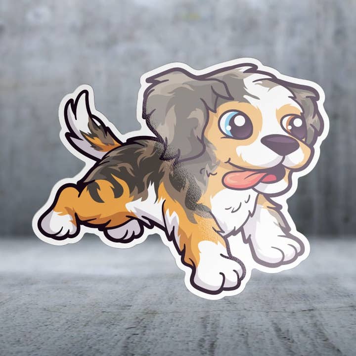 Cartoon Australian Shepherd - Sticker for wholesale by Two Feet Treats