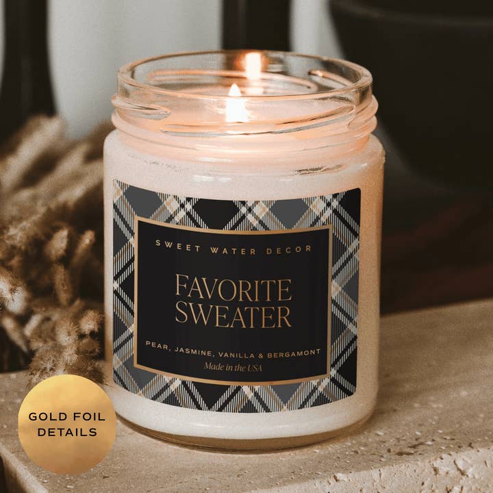 Lieblingspullover 9 oz Sojakerze - Herbstdekoration für den Großhandel von Sweet Water Decor