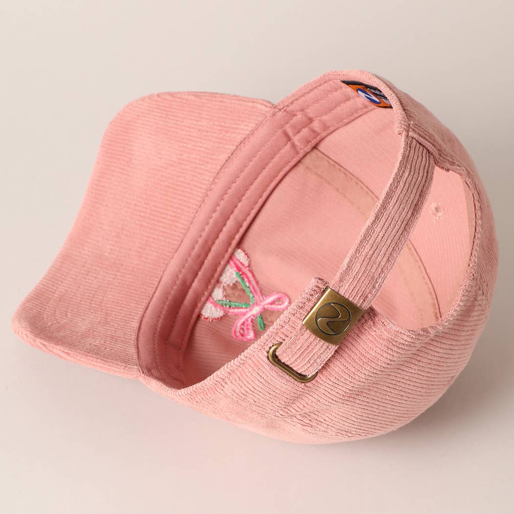 Fashion City - Venta al por mayor Gorra de béisbol - Mujer - Gorra de pana bordada con lazo y lazo de cerezas8