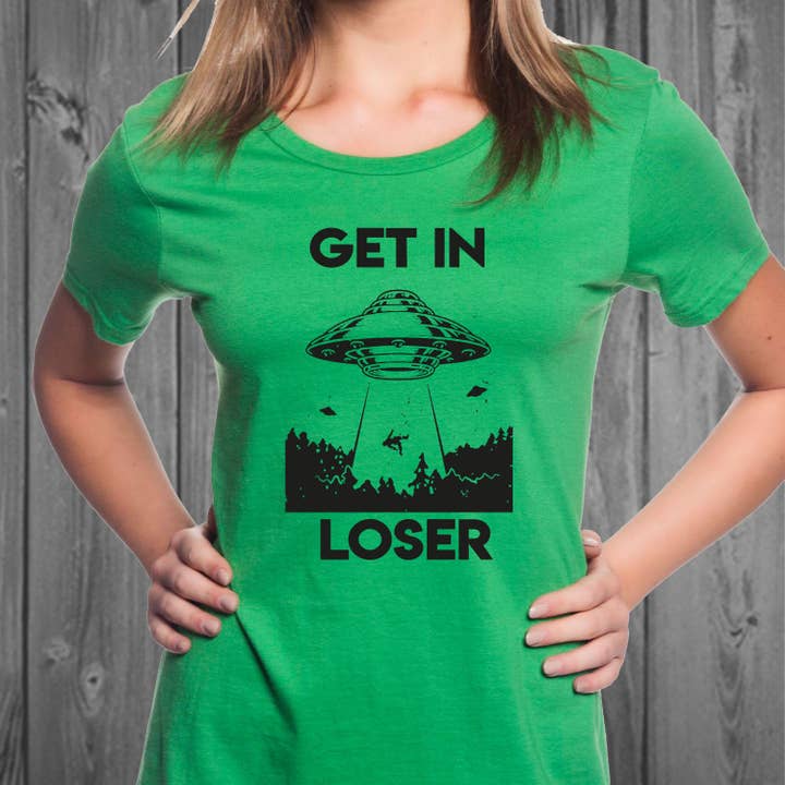 Get In Loser UFO Womens T-Shirt for wholesale by Blaspheme Boutique