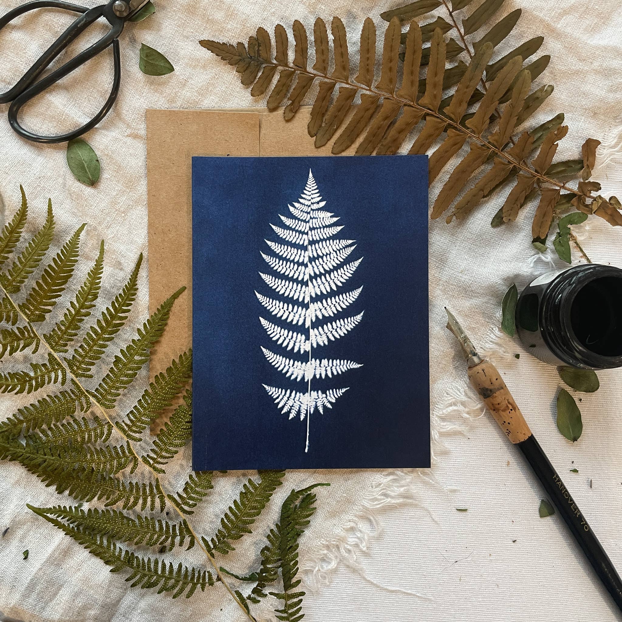 Atwater Designs - Vente Carte de vœux classique - Coffret de cartes de vœux Ferns | Botanical Cyanotype11