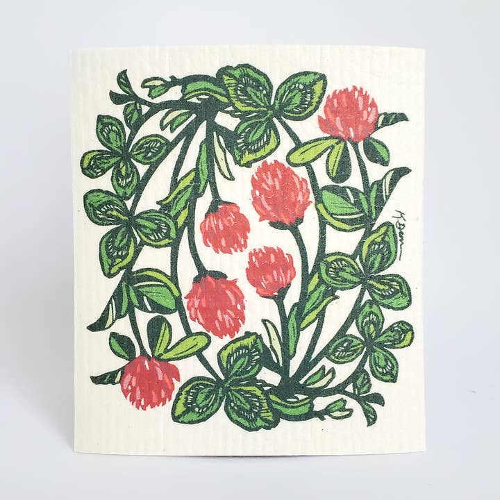 Eco-Friendly Dish Cloth Spring Clover, Swedish Dishcloth for wholesale by Little Green