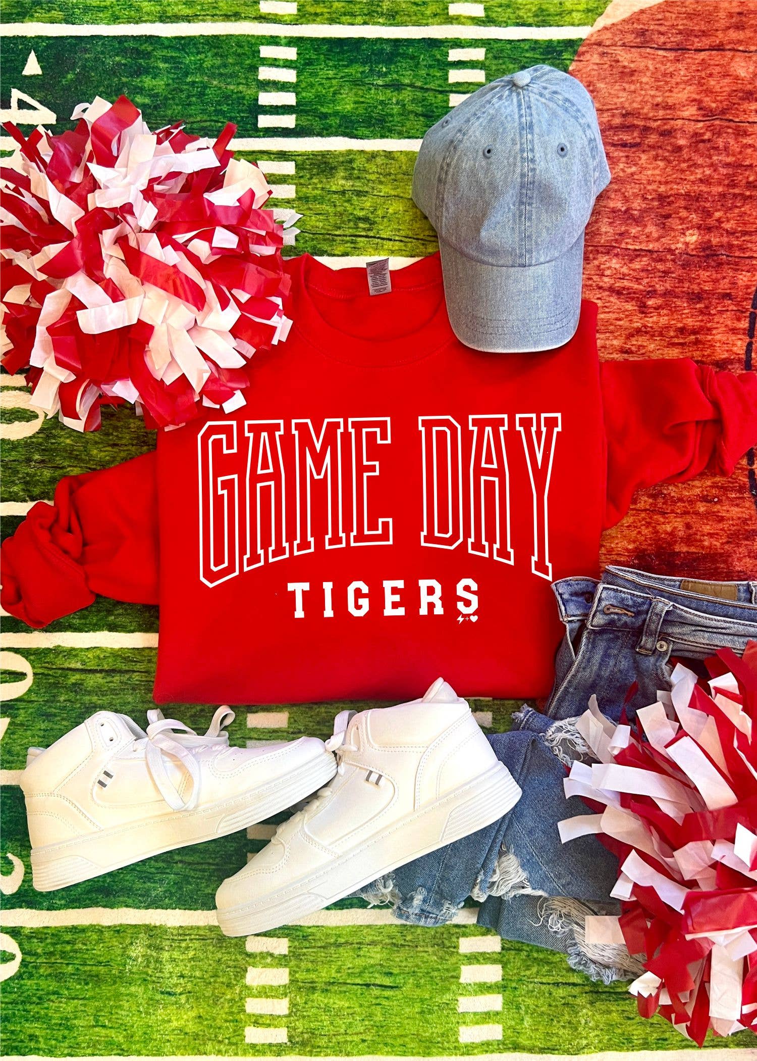 Hustle+Heart - Wholesale Graphic Sweatshirt - Women's - Varsity Outline Custom Spirit Sweatshirt (SPIRIT1088-DTF-SS)0