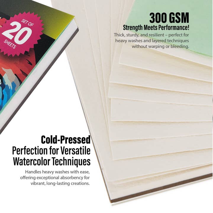 Pintar Art Supply - Wholesale Painting Paper - Pintar Watercolor Paper Block, 100% Cotton, 140lb, 20 Sheets3