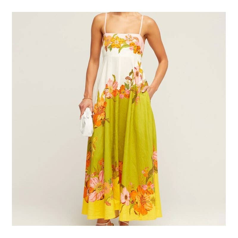 Sheer Trend – Großhandel Kleid – Damen – Boho-Maxikleid mit floralem Druck und Spaghettiträgern8