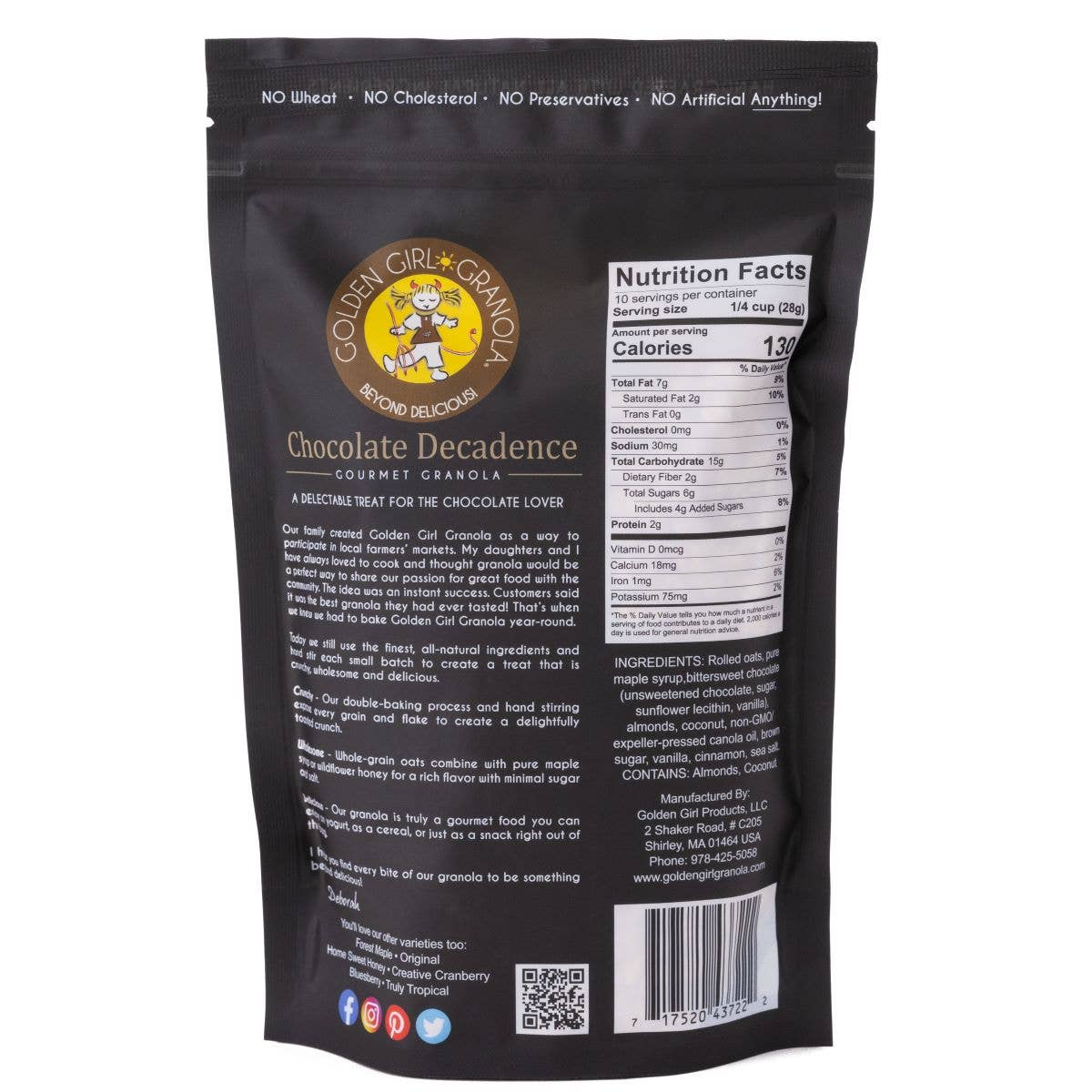 Golden Girl Granola - Wholesale Granola - Chocolate Decadence Gourmet Granola 10 oz1