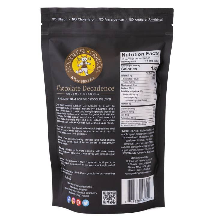 Golden Girl Granola - Wholesale Granola - Chocolate Decadence Gourmet Granola 10 oz1
