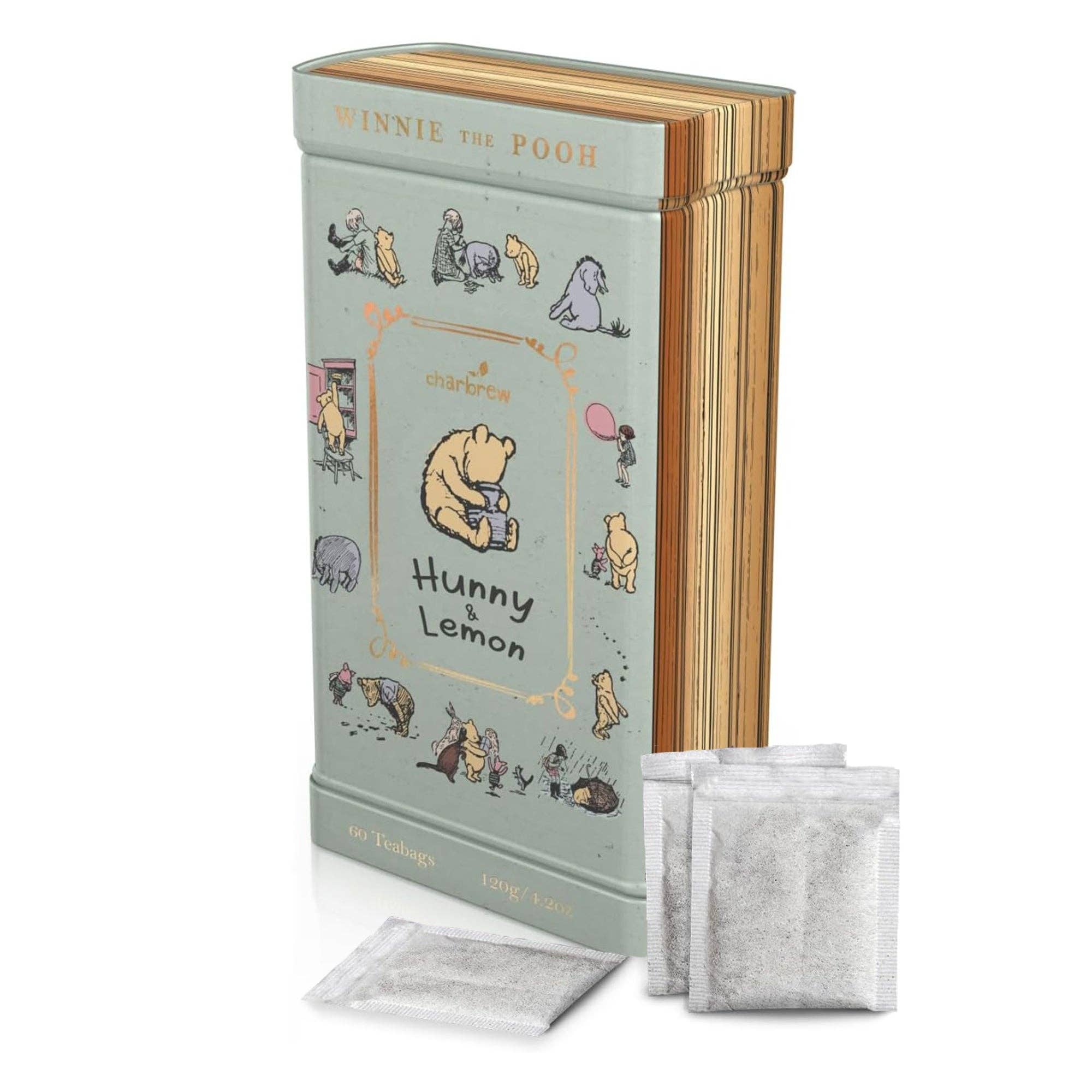 Charbrew Tea & Coffee – wholesale Tea bags – Winnie Hunny & Lemon Tea Tin Book - 60 Teabags0