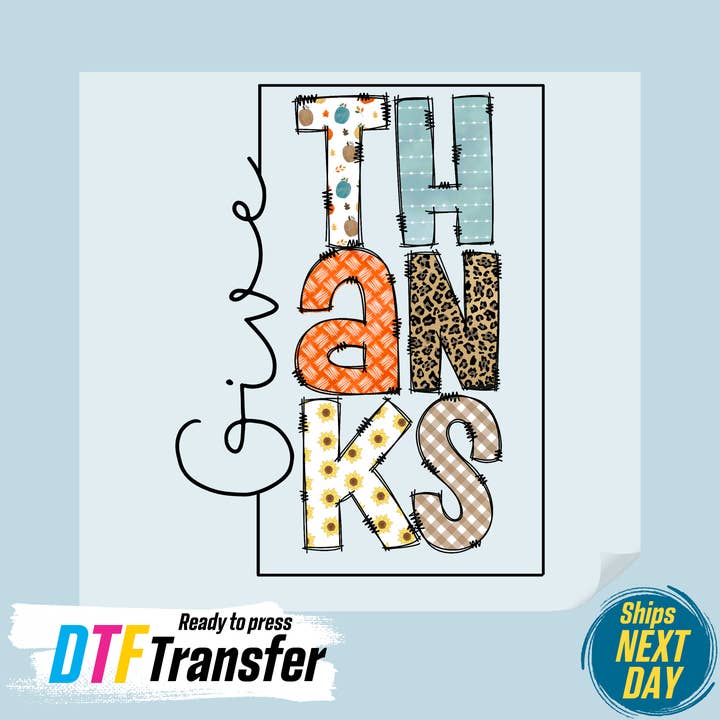Give Thanks DTF Transfer for wholesale by DTF Office