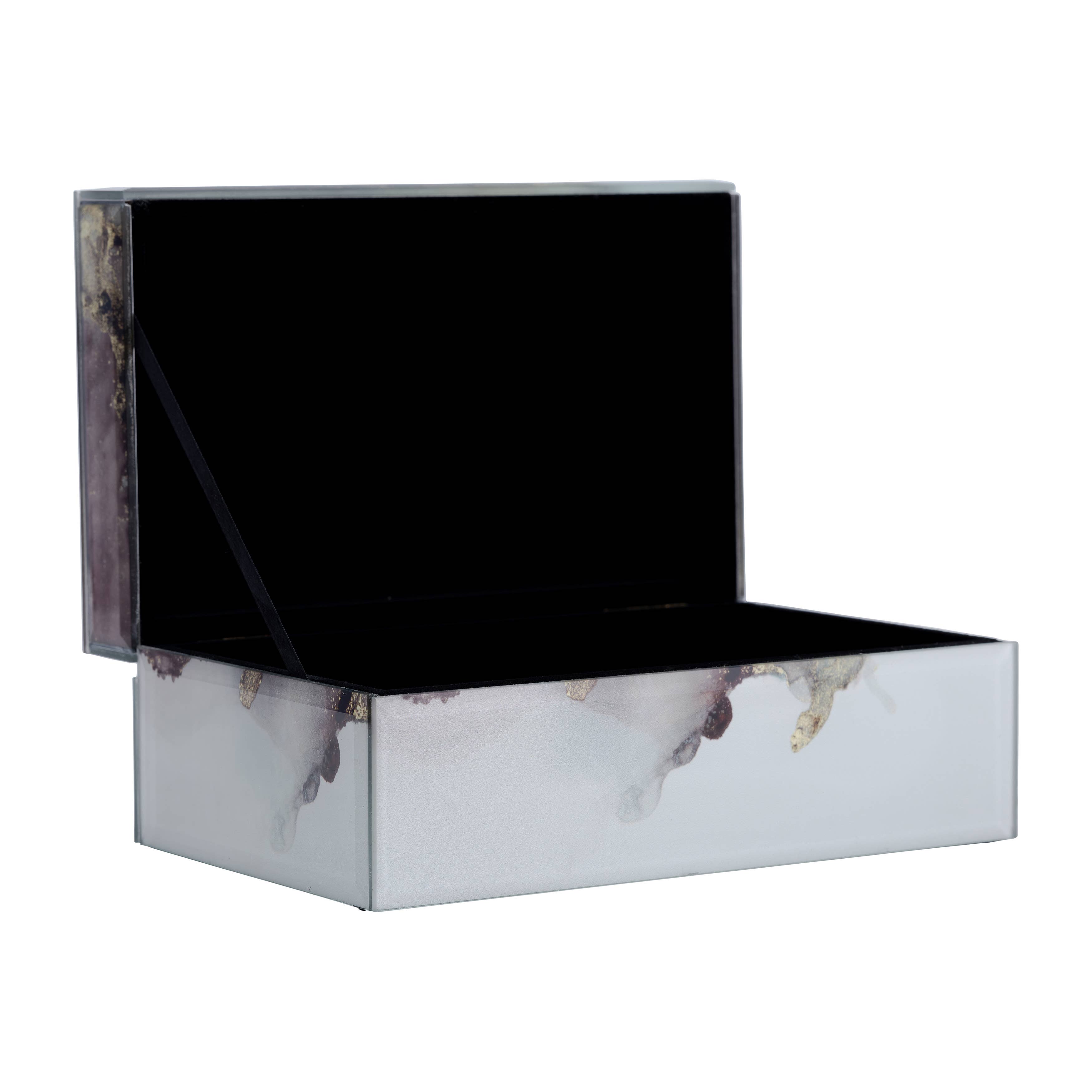 Sagebrook Home - Wholesale Decorative Box - Decorative Box - White/Beige/Gold Wood Abstract, 8x3 in.6