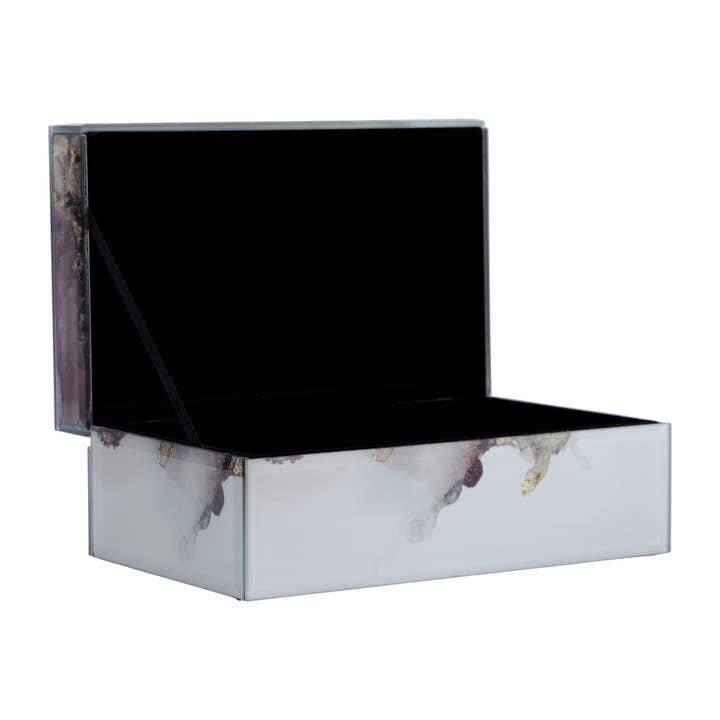 Sagebrook Home - Wholesale Decorative Box - Decorative Box - White/Beige/Gold Wood Abstract, 8x3 in.6