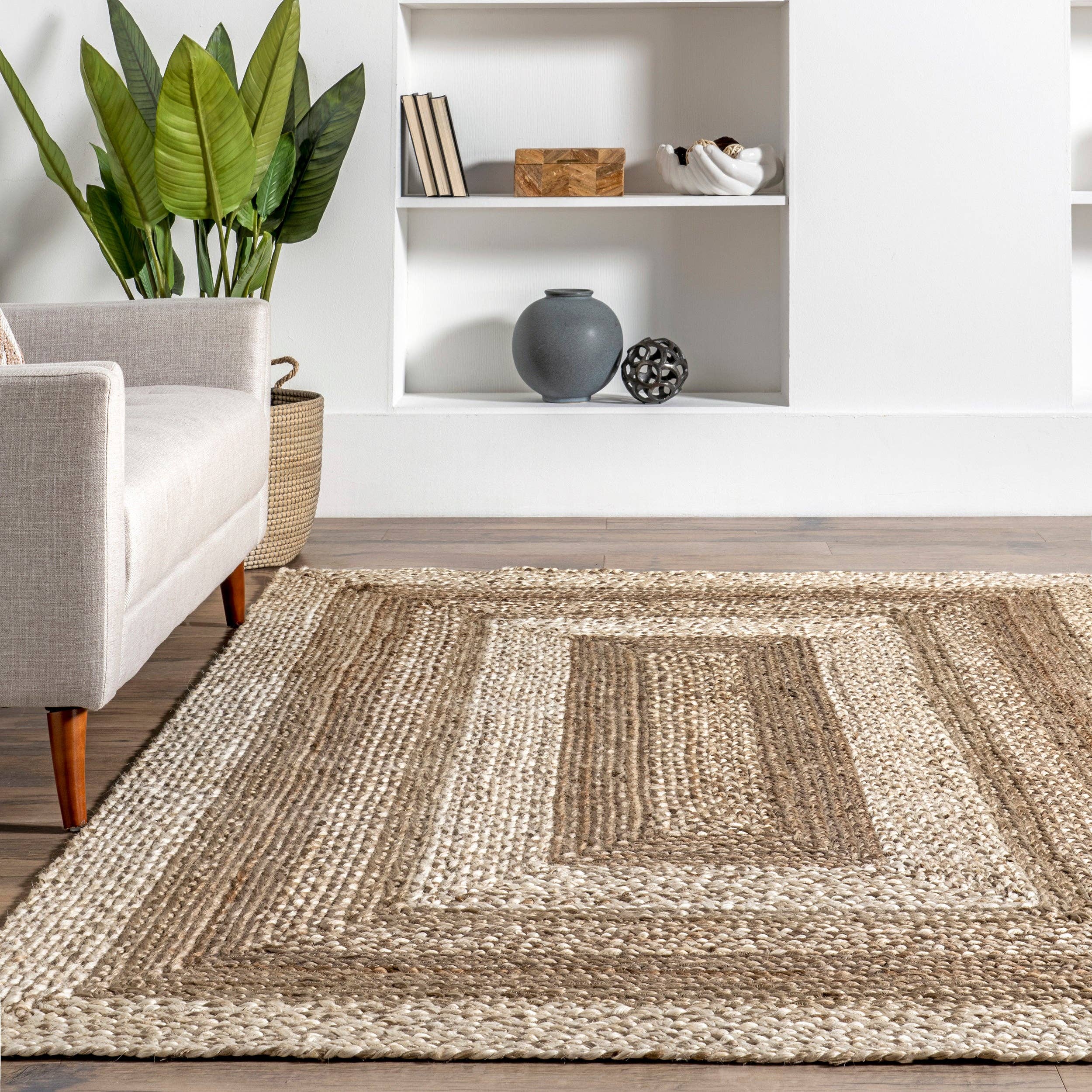 Natural Charlene Braided Border Jute Area Rug for wholesale on Faire7