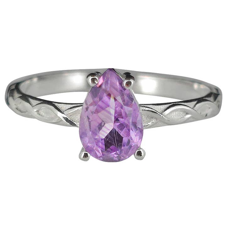 Bague en argent avec améthyste facettée et vigne torsadée pour la vente par Amberman