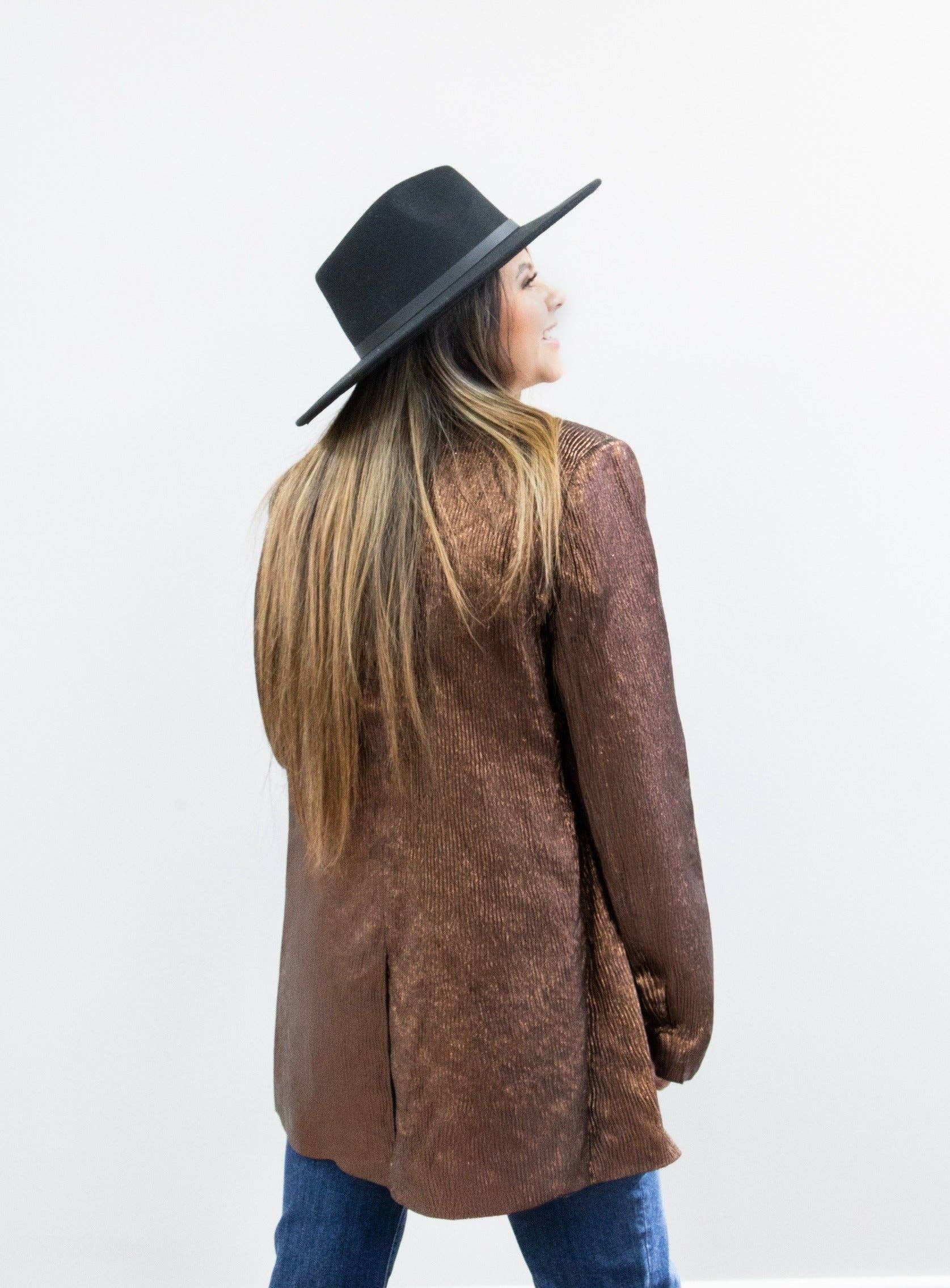 Marron Blazer en cuivre métallique en vente sur Faire1