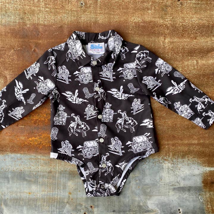 Shea Baby - Wholesale Button Down Shirt - Kids - BOYS LONG SLEEVE Wild West PRINT PEARL SNAP