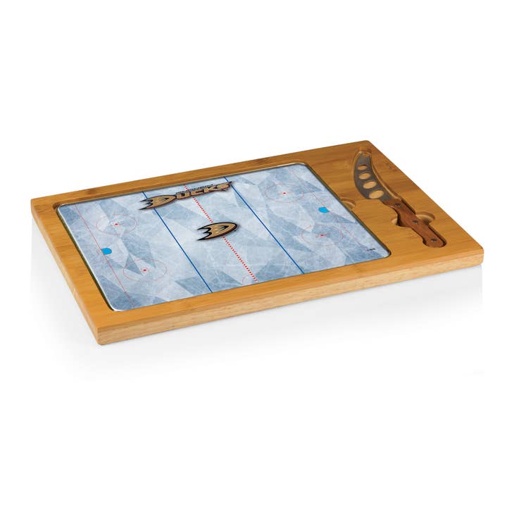 NHL Hockey Rink Cutting Board and Glass Top Serving Tray for wholesale by Picnic Time Family of Brands