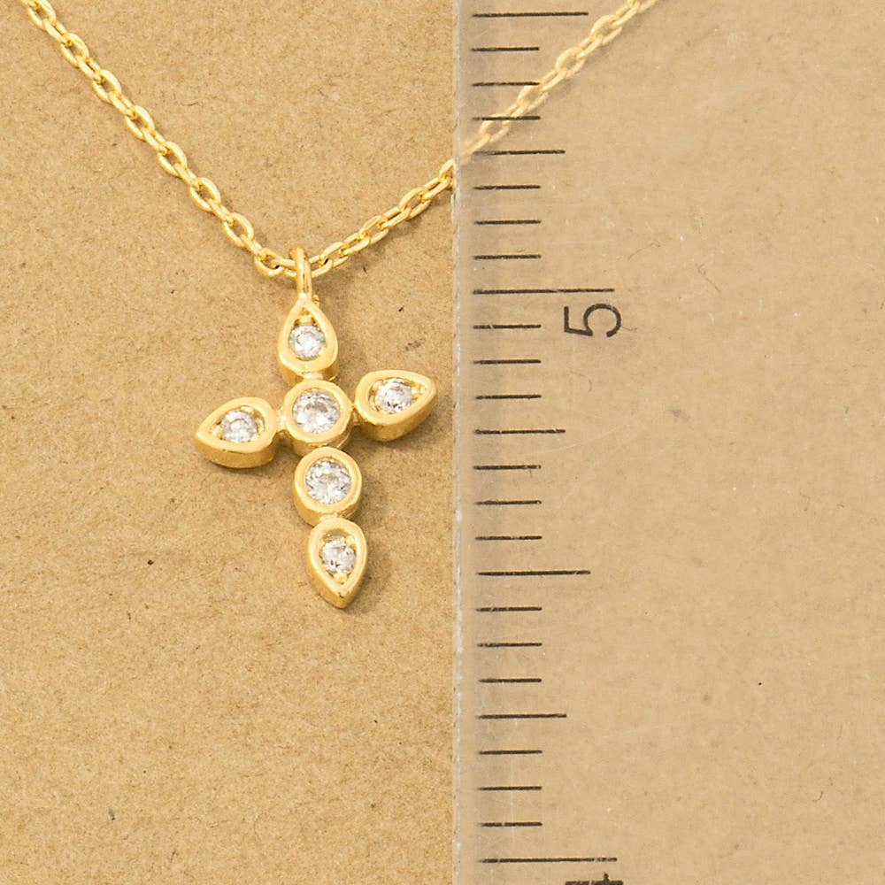 Fame Accessories - Vente Colliers à pendentif - Collier Pendentif Croix Plaqué Or Cz2