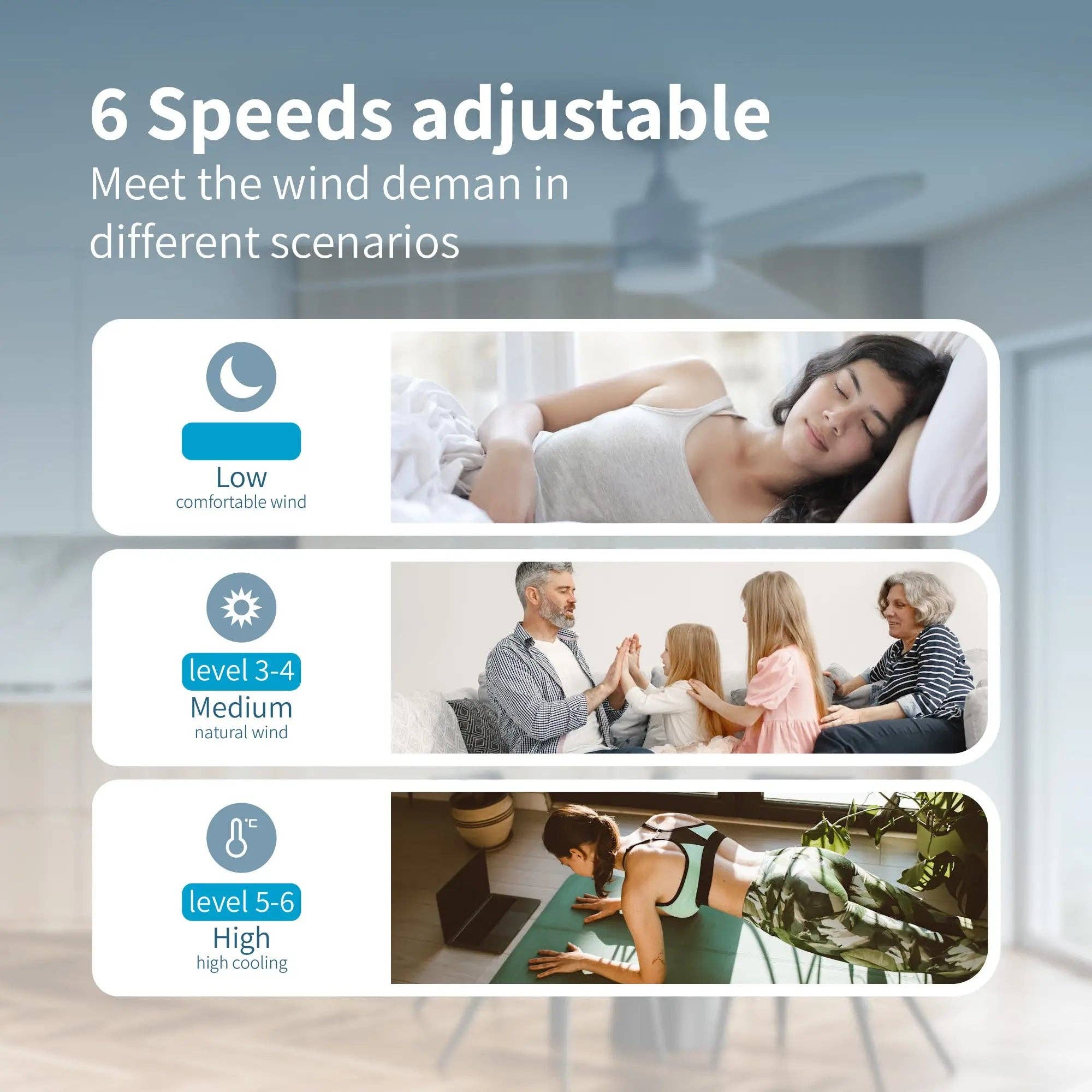 Promounts - Wholesale Ceiling Fan - ProMounts 52 in. WiFi 3-Blade Smart Ceiling Fan with Reversible Motor, 6 Speeds and 3 Color Temperatures, App Control, Satin Nickel4