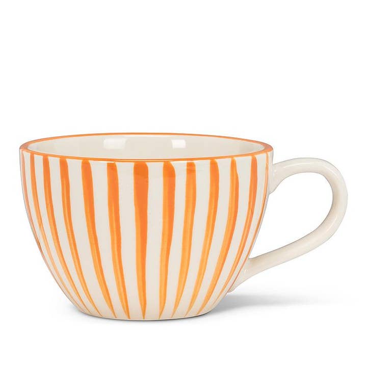 Mug Large à Rayures Cabana-Orange-3"H(12oz) pour la vente par Abbott