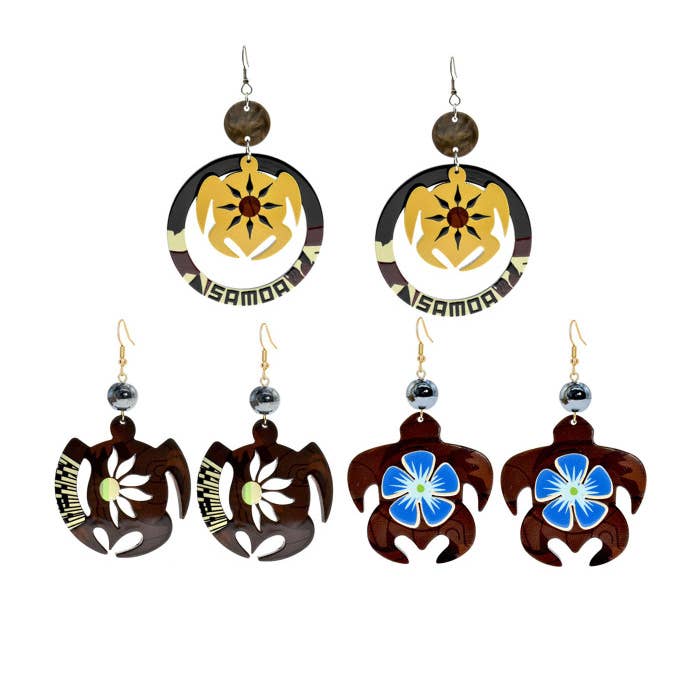 DK Hawaii - Wholesale Dangle Earrings - 5CM Honu Turtle Earrings – Assorted Designs0