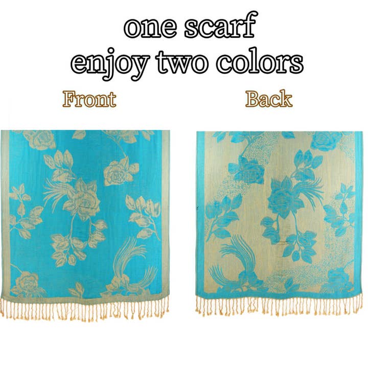 Sensibling Corp. - Wholesale Scarf – Women's - Rose Floral Pashmina Reversible Scarf Shawl67