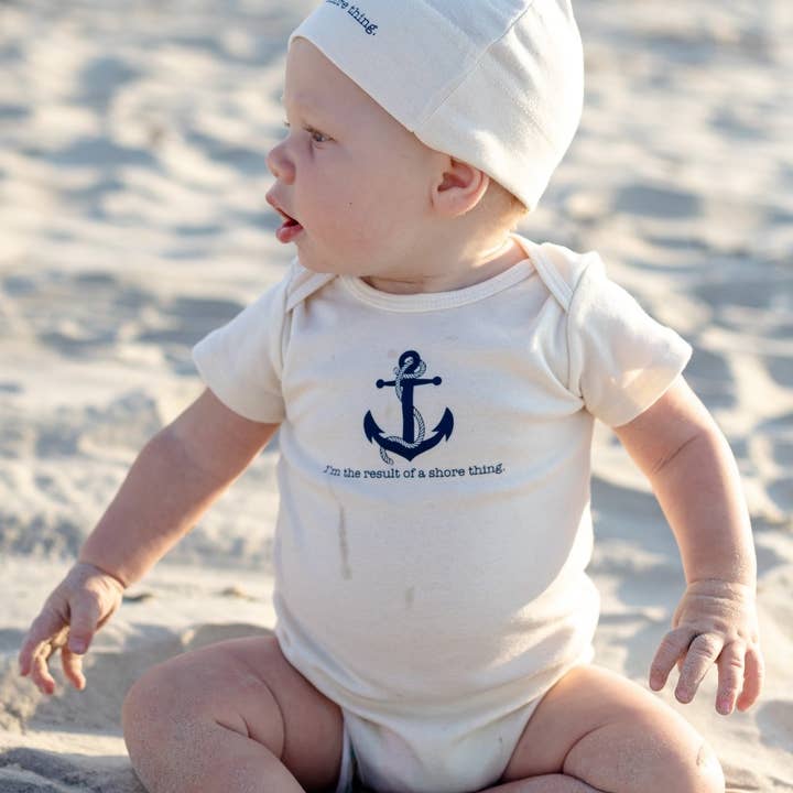 Pelele bebé algodón orgánico+gorro Nautical Anchor para venta al por mayor de Simply Chickie Organic USA Made Baby and Kid's Clothing