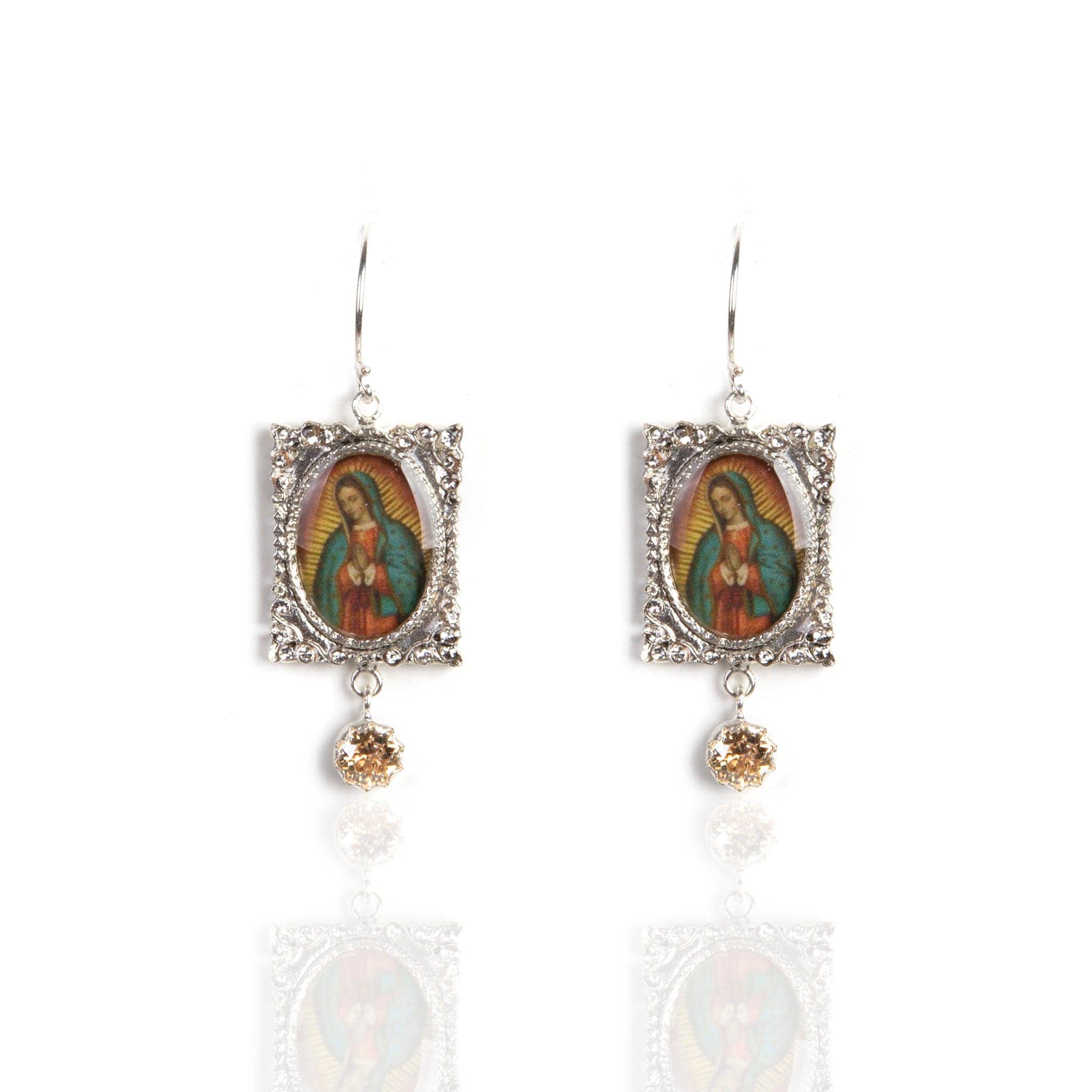 VSA Designs Inc. - Wholesale Dangle Earrings - Retablo Square Framed Guadalupe Earrings0