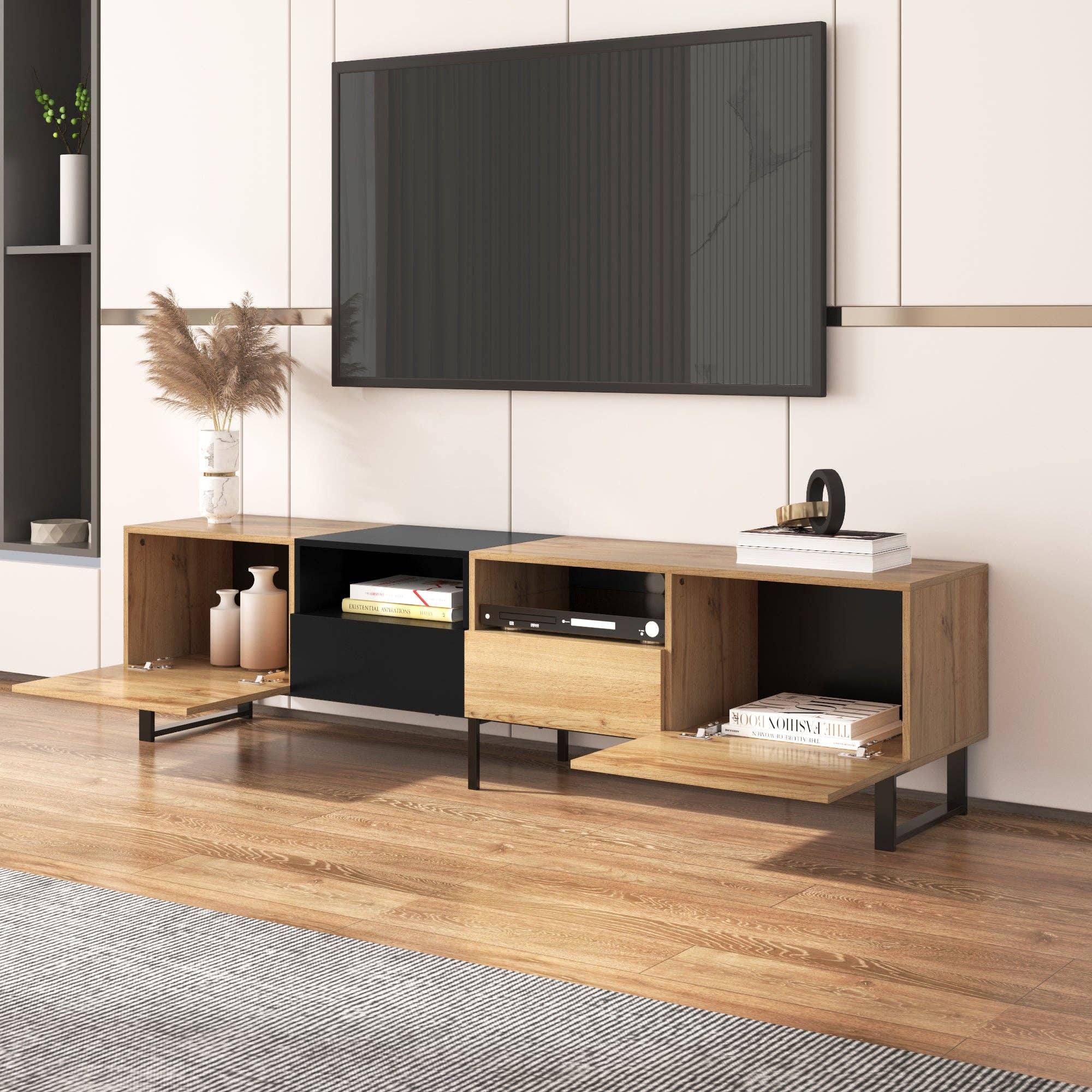 Urban Meuble - Wholesale Console Table - Modern TV stand with black and wood design and spacious storage space MODAI1