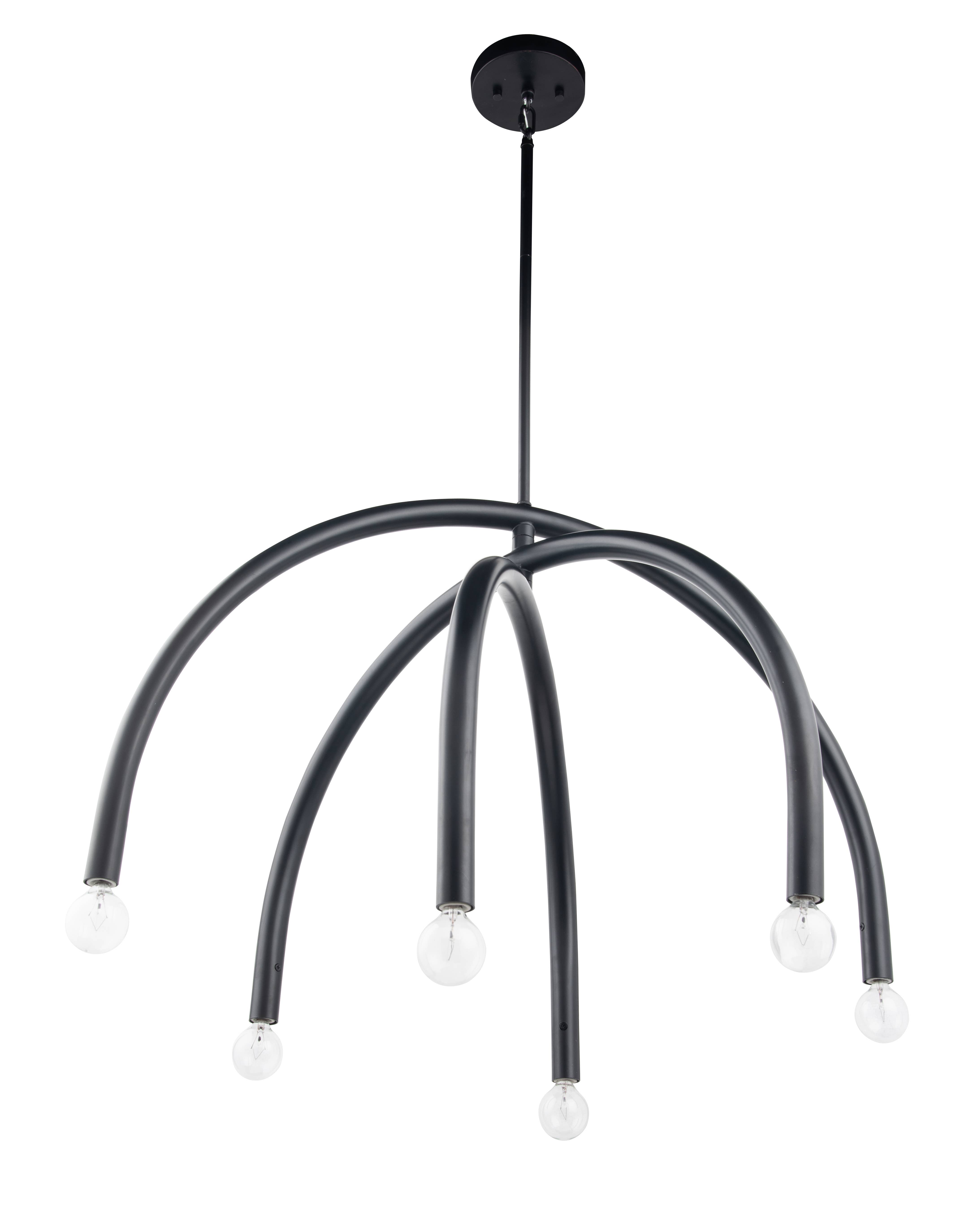 Brio Lighting - Wholesale Chandelier/Hanging Light - Sale - Caboche Mid Century Modern Black 6-Light Chandelier5