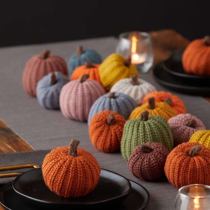 Your Heart's Content - Wholesale Decorative Tabletop Object - Colorful Knit Pumpkin Fall Home Decor, Thoughtful Gift, Best