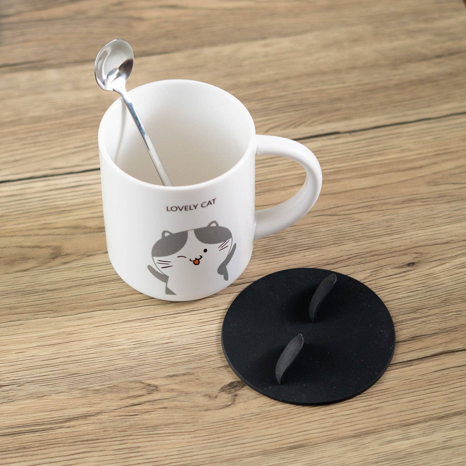 Urban Tokyo - Wholesale Coffee Mug - Lovely Cat 12oz Mug With Lid and Spoon (10/30)4