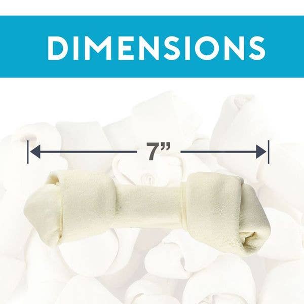 Hotspot Pets - Vente Friandises – chien - Friandises à mâcher en os de cuir brut noué blanc naturel 6 à 7 po pour chien 6 carats3