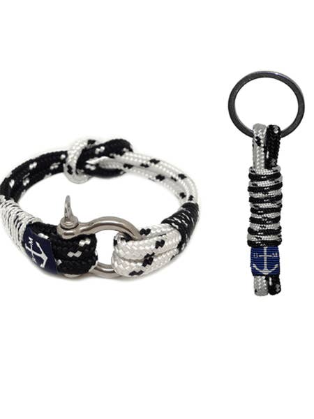 Bran Marion Bracelet nautique et porte-clés en pointillés blanc et noir pour la vente par Bran Marion