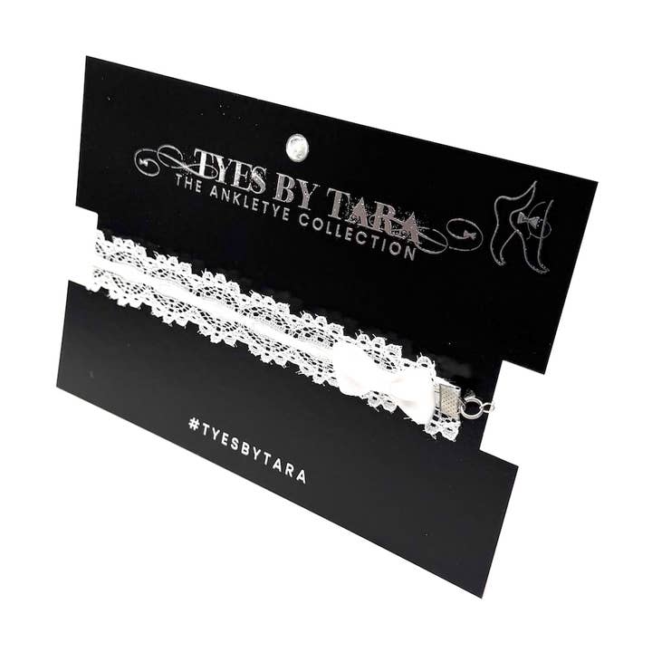 Chantilly White Ankletye™ | Vit Spetsankelband för wholesale av Tyes By Tara