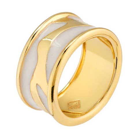 Bague Kintsugi - argent, émail_001-002-0113-blanc pour la vente par Eleni Orfanou