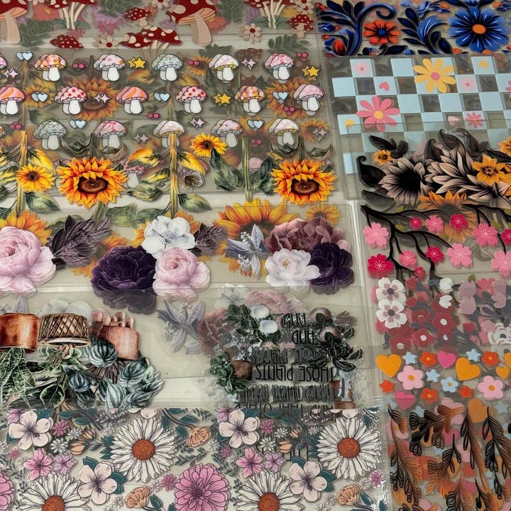 Crafty Treasures - Wholesale Sticker - Plant/ Floral Bundle of 5, 10 UV DTF 16oz Wraps, Wholesale2