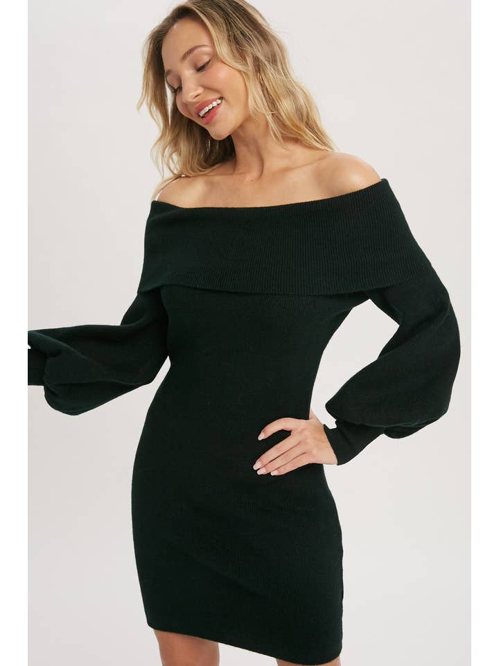 Bluivy - Wholesale Dress - Women's - OFF SHOULDER SWEATER DRESS1