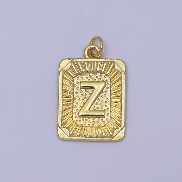 Aim Eternal - Wholesale Individual Charm/Pendant - 24k Gold Filled Initial Tag Letter Charm A - Z Alphabet Letter Tile Charm Pendant Personalized Charm for Designer Inspired Necklace Jewelry Making A716~A72825